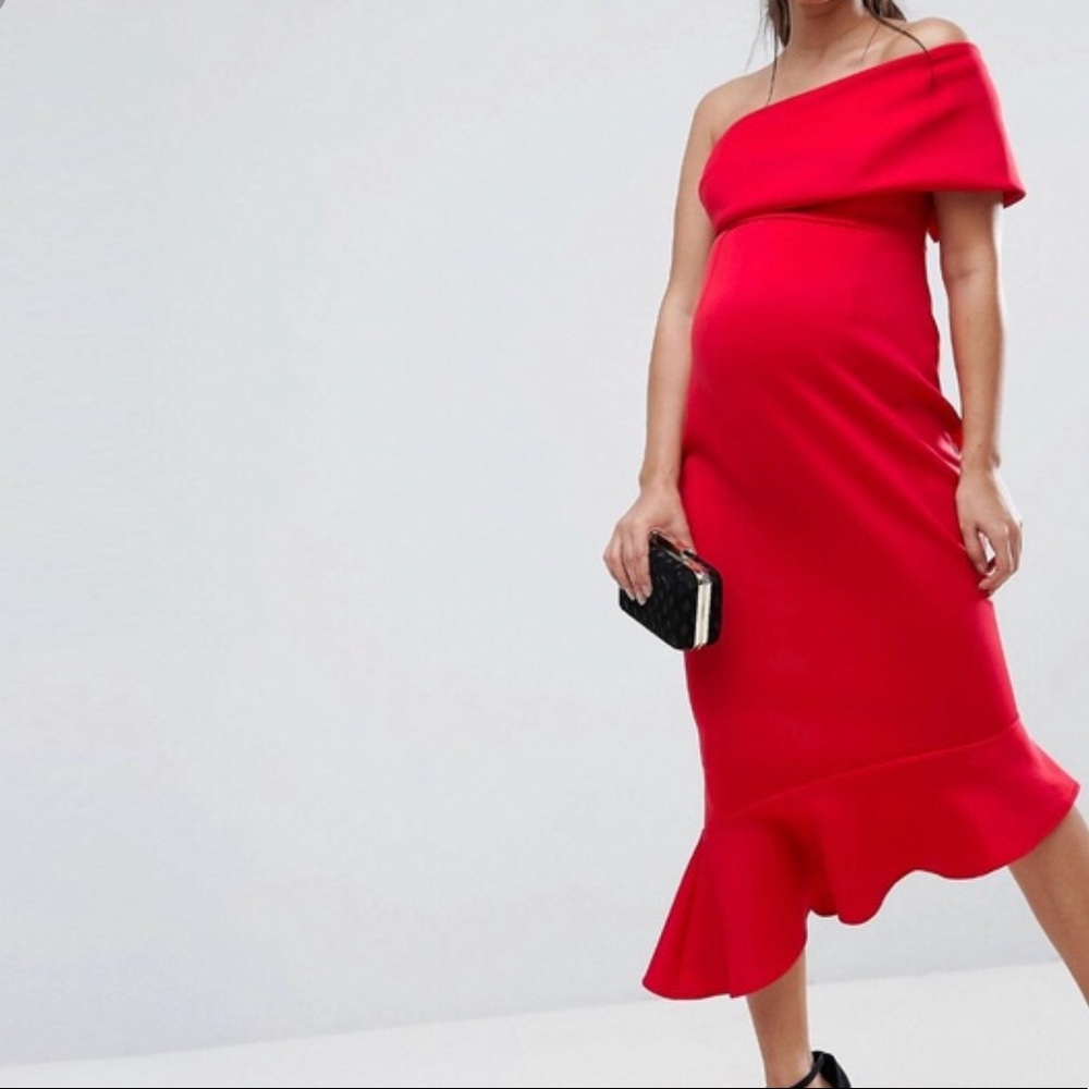 ASOS one shoulder scuba maternity dress